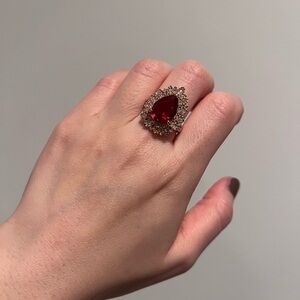 NEW Fancy Red Teardrop Cocktail Ring
